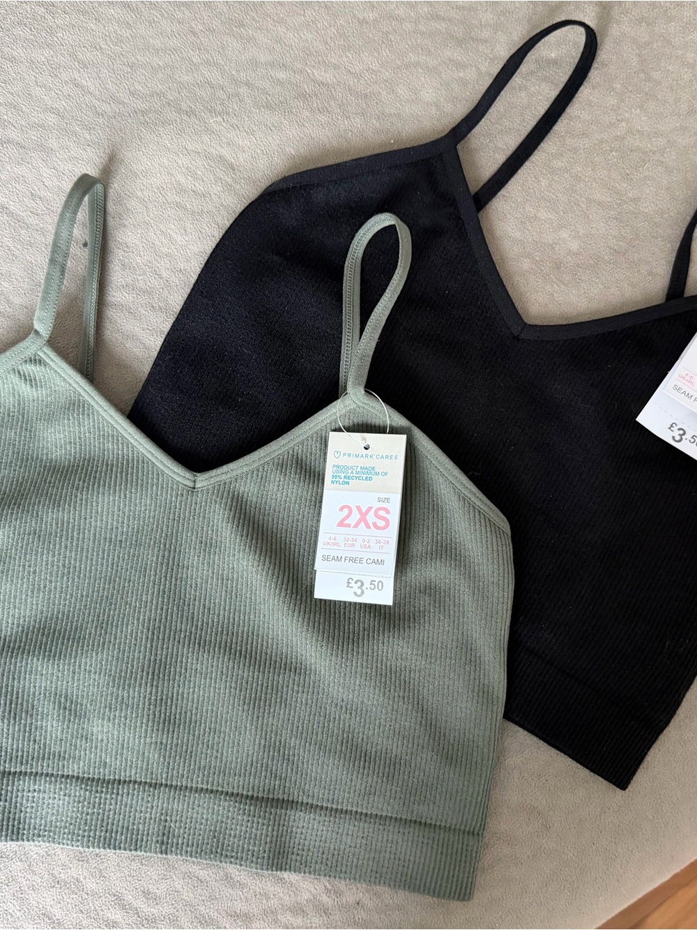 Seam-Free Bralettes - Sage Green and Black